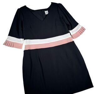 Camilyn Beth Black Colorblock Pleated Sleeve Shift Dress Womens 14* |‎ Mod